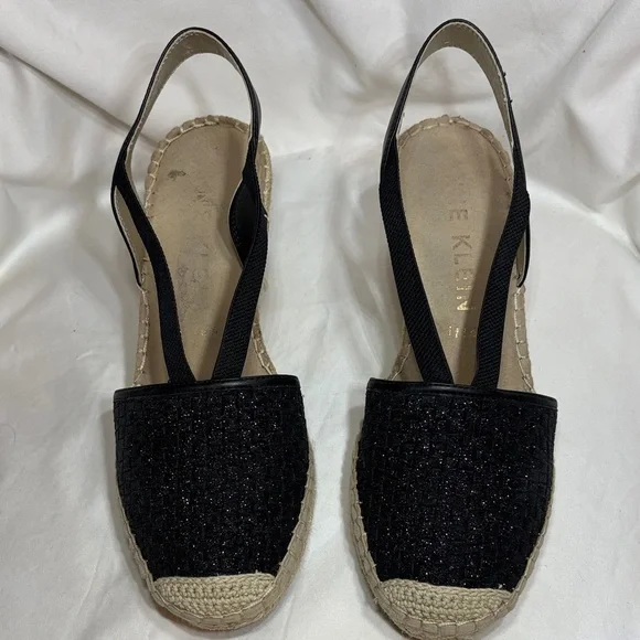Anne Klein Aneesa Espadrille Wedge Sandals Black 9.5 - Picture 5 of 12